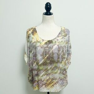 Hard Tail Tie Dye Oversized Extended Shoulder Short Sleeve Scoop Neck Top